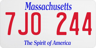MA license plate 7JO244