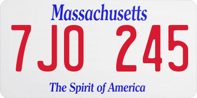 MA license plate 7JO245