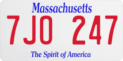 MA license plate 7JO247