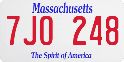 MA license plate 7JO248