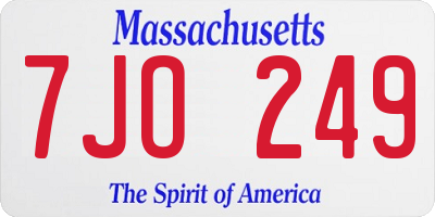 MA license plate 7JO249