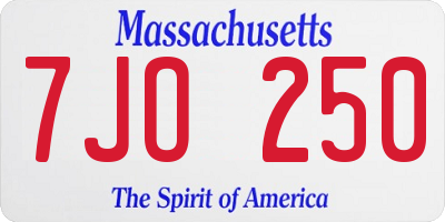 MA license plate 7JO250