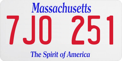 MA license plate 7JO251