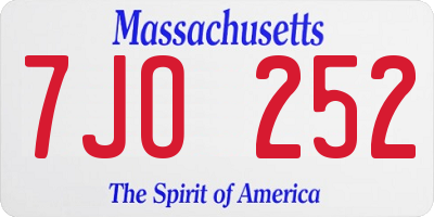MA license plate 7JO252