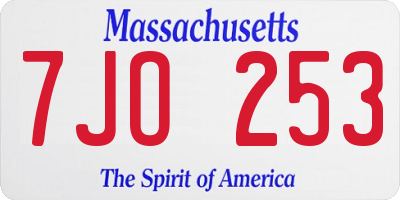 MA license plate 7JO253