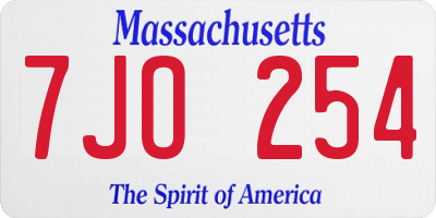 MA license plate 7JO254