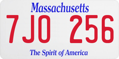 MA license plate 7JO256