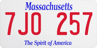 MA license plate 7JO257