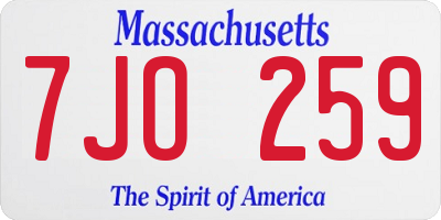 MA license plate 7JO259