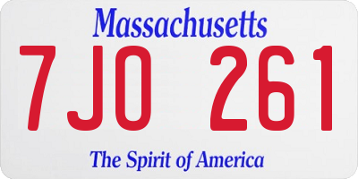 MA license plate 7JO261