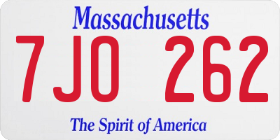 MA license plate 7JO262