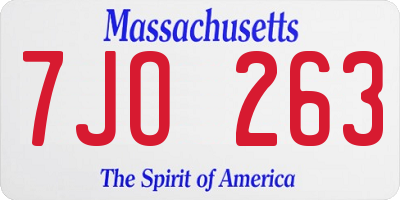 MA license plate 7JO263