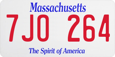 MA license plate 7JO264