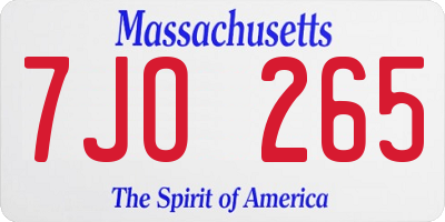 MA license plate 7JO265