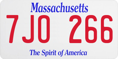 MA license plate 7JO266