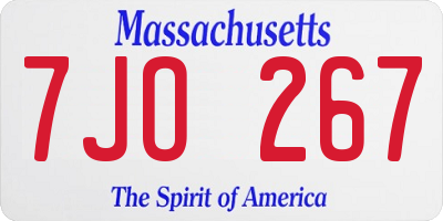 MA license plate 7JO267