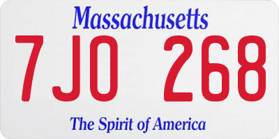 MA license plate 7JO268
