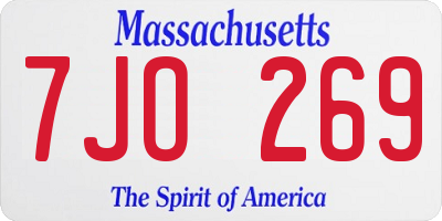 MA license plate 7JO269