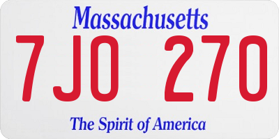 MA license plate 7JO270