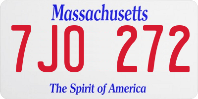 MA license plate 7JO272