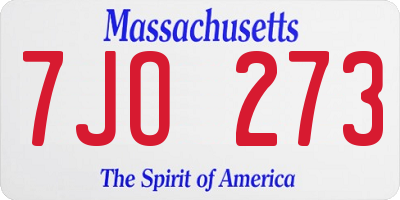 MA license plate 7JO273