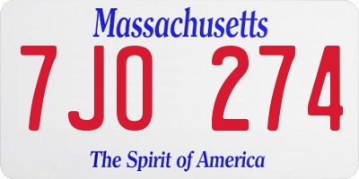 MA license plate 7JO274