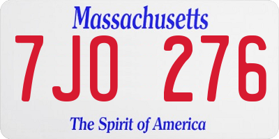 MA license plate 7JO276