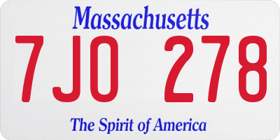 MA license plate 7JO278