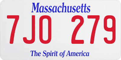 MA license plate 7JO279