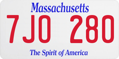 MA license plate 7JO280