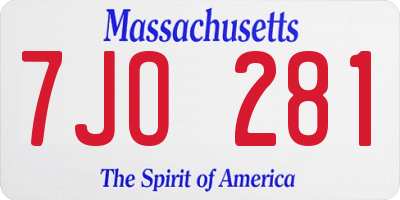 MA license plate 7JO281
