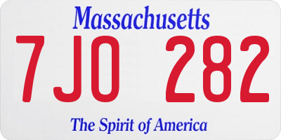 MA license plate 7JO282