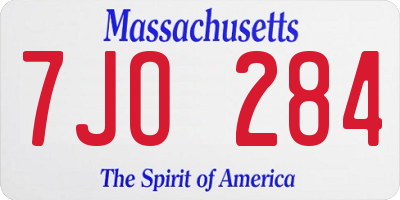 MA license plate 7JO284