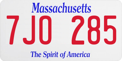 MA license plate 7JO285