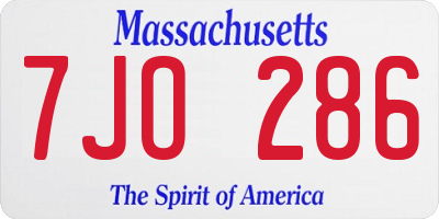 MA license plate 7JO286