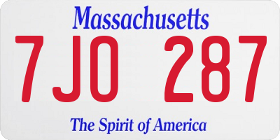 MA license plate 7JO287