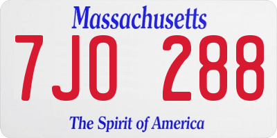 MA license plate 7JO288