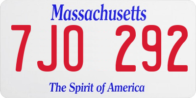 MA license plate 7JO292