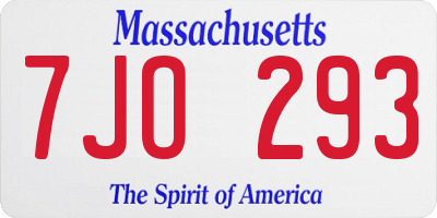 MA license plate 7JO293