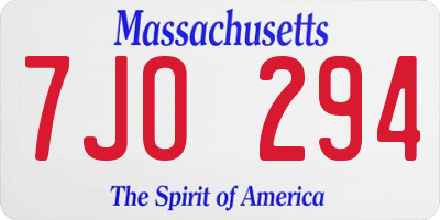 MA license plate 7JO294