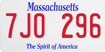 MA license plate 7JO296