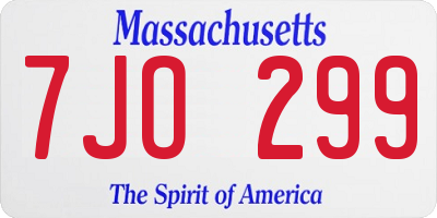 MA license plate 7JO299