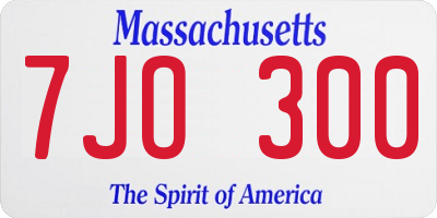 MA license plate 7JO300