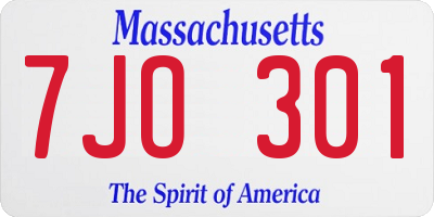 MA license plate 7JO301