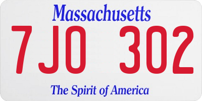 MA license plate 7JO302