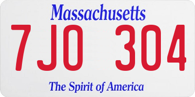 MA license plate 7JO304
