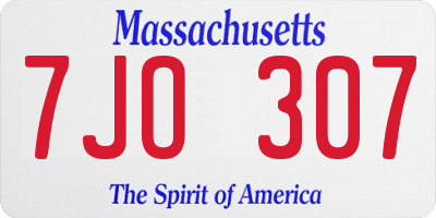 MA license plate 7JO307