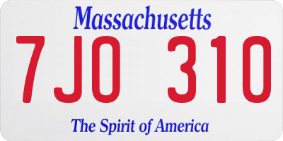 MA license plate 7JO310