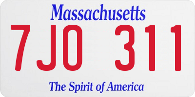 MA license plate 7JO311
