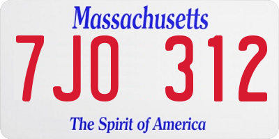 MA license plate 7JO312